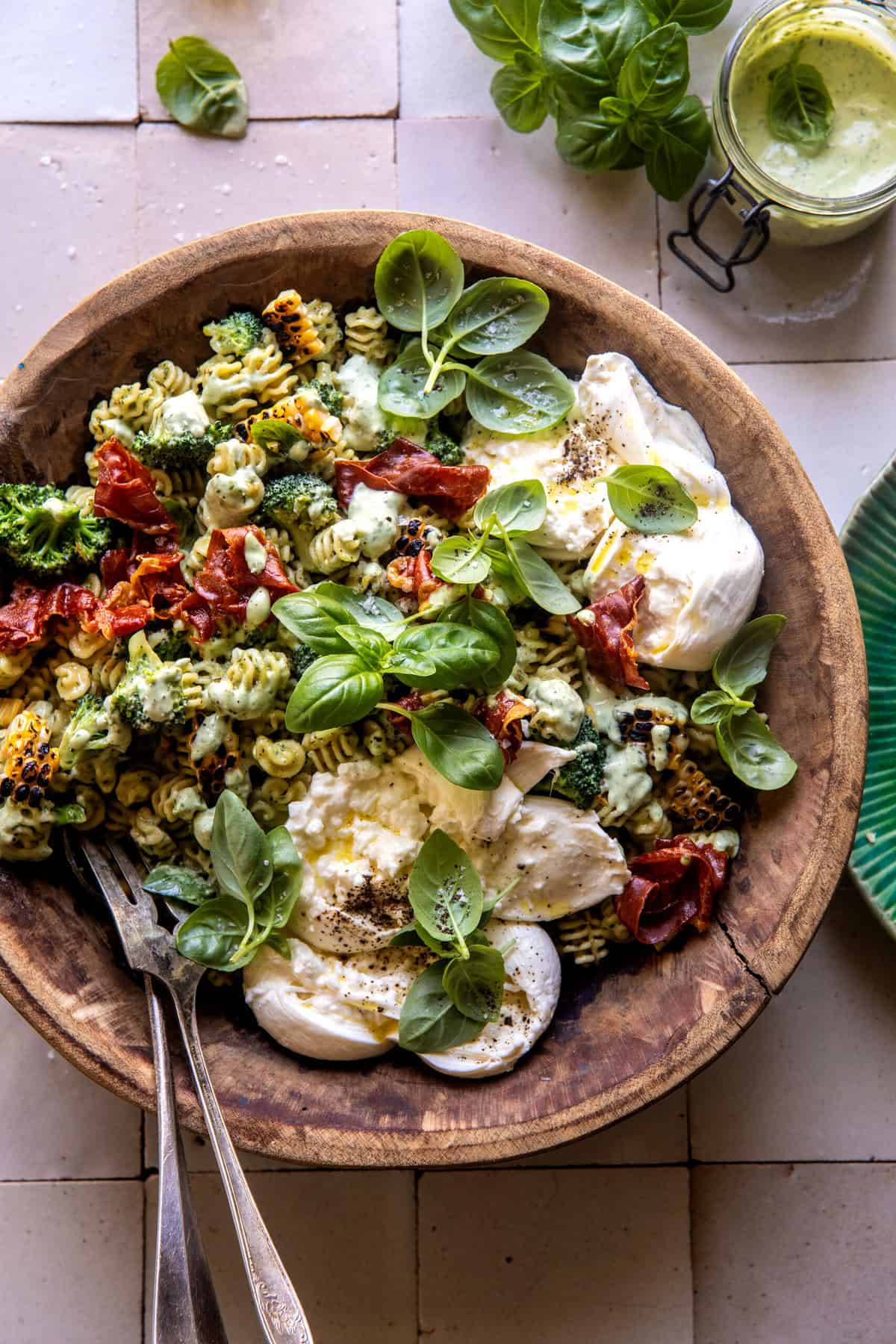 Broccoli Burrata Pasta Salad | halfbakedharvest.com