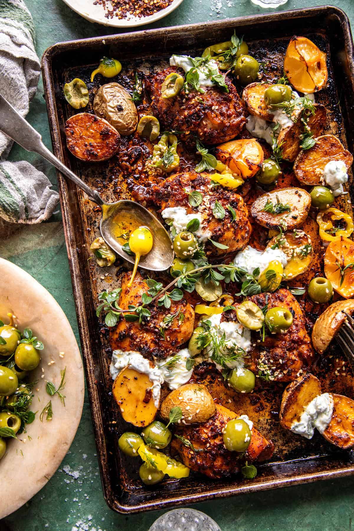 Sheet Pan Lemon Balsamic Chicken and Potatoes | halfbakedharvest.com