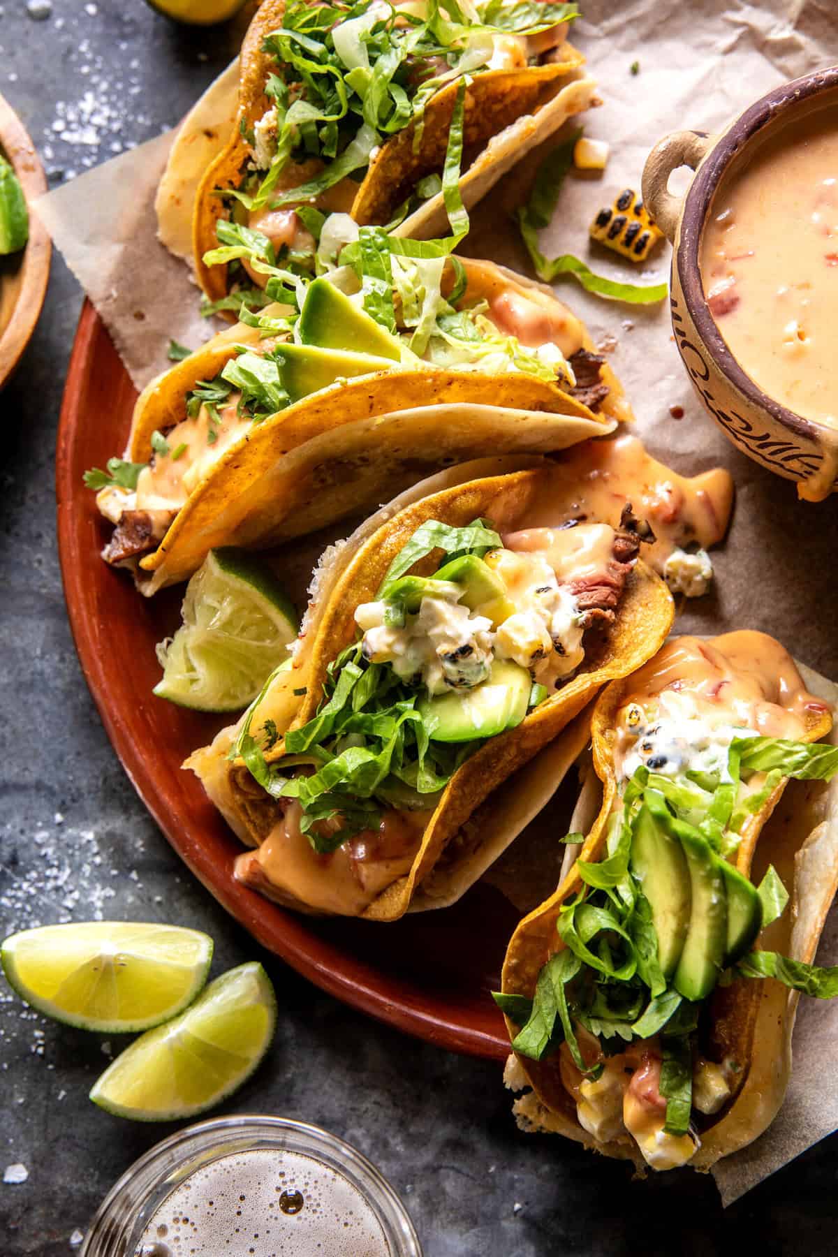 Queso Steak and Elote Tacos | halfbakedharvest.com