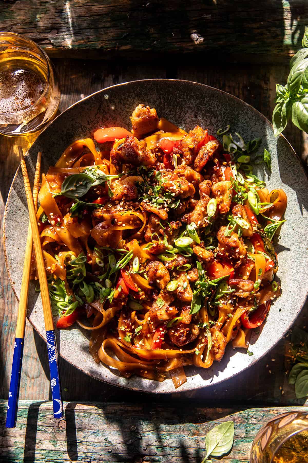 20 minute Crispy Garlic Chicken Noodles | halfbakedharvest.com
