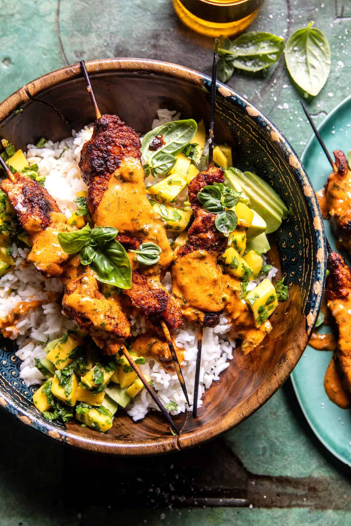 BBQ Salmon Curry with Mango Avocado Salsa | halfbakedharvest.com