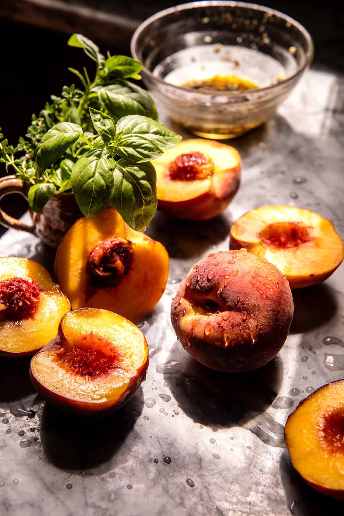 Garlic Oil Feta Dip with Peaches | halfbakedharvest.com