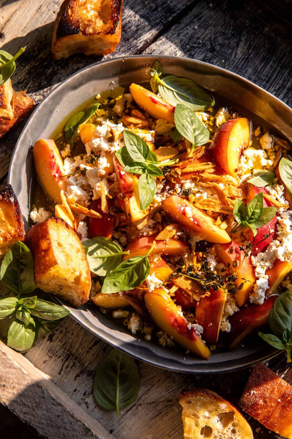 Garlic Oil Feta Dip with Peaches | halfbakedharvest.com