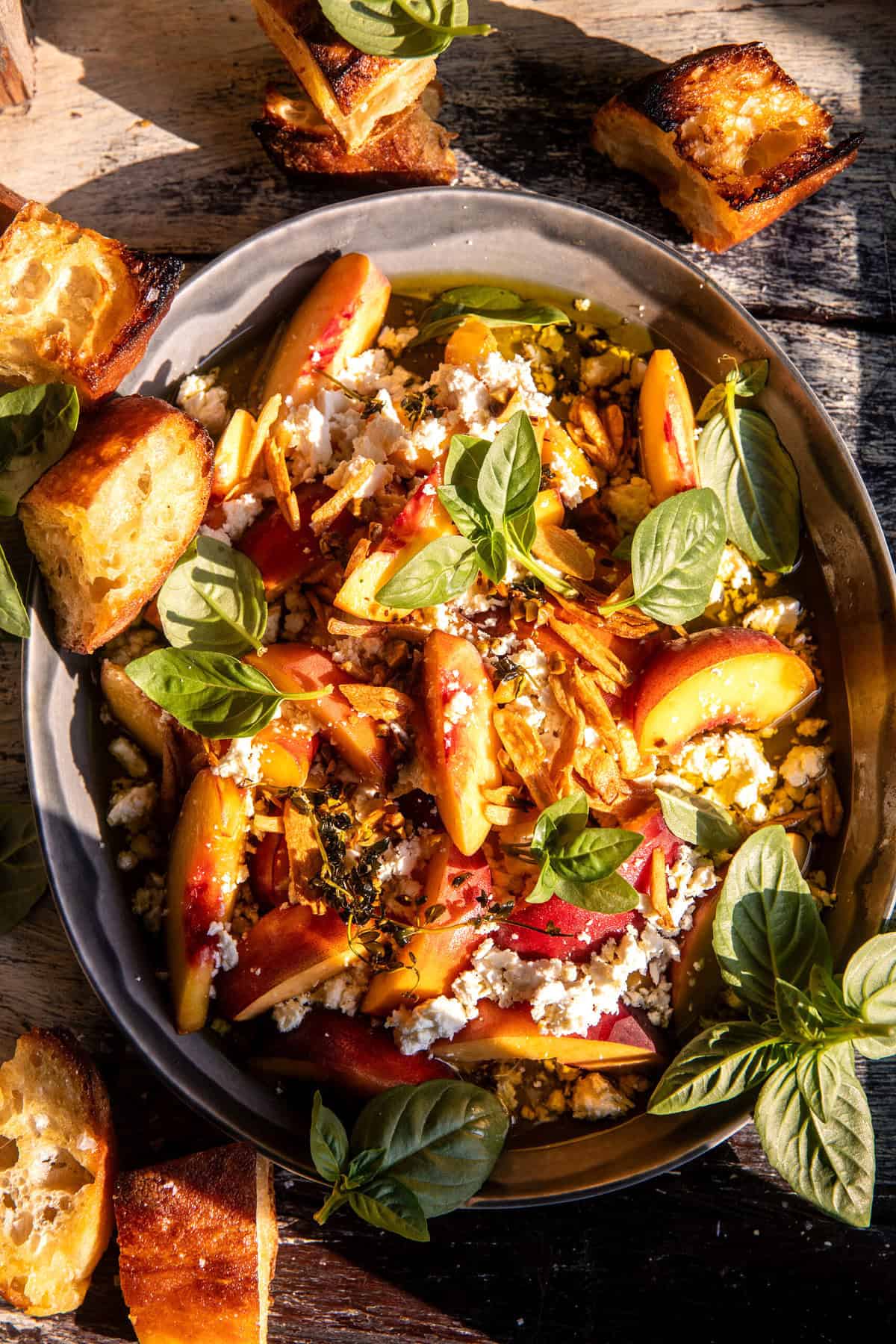 Garlic Oil Feta Dip with Peaches | halfbakedharvest.com