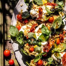 Italian Orzo Stuffed Peppers with Burrata | halfbakedharvest.com
