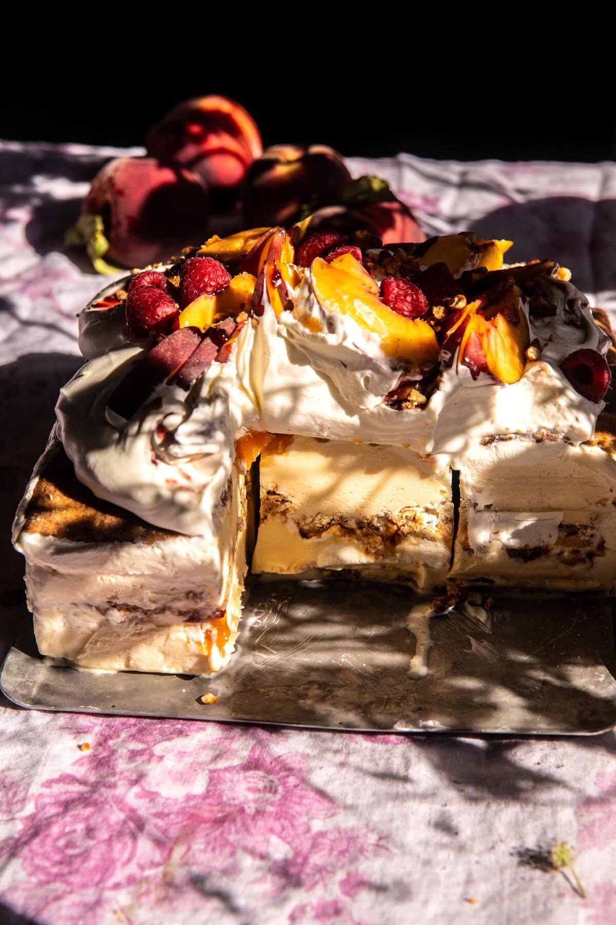 Peach Pretzel Ice Cream Cake | halfbakedharvest.com
