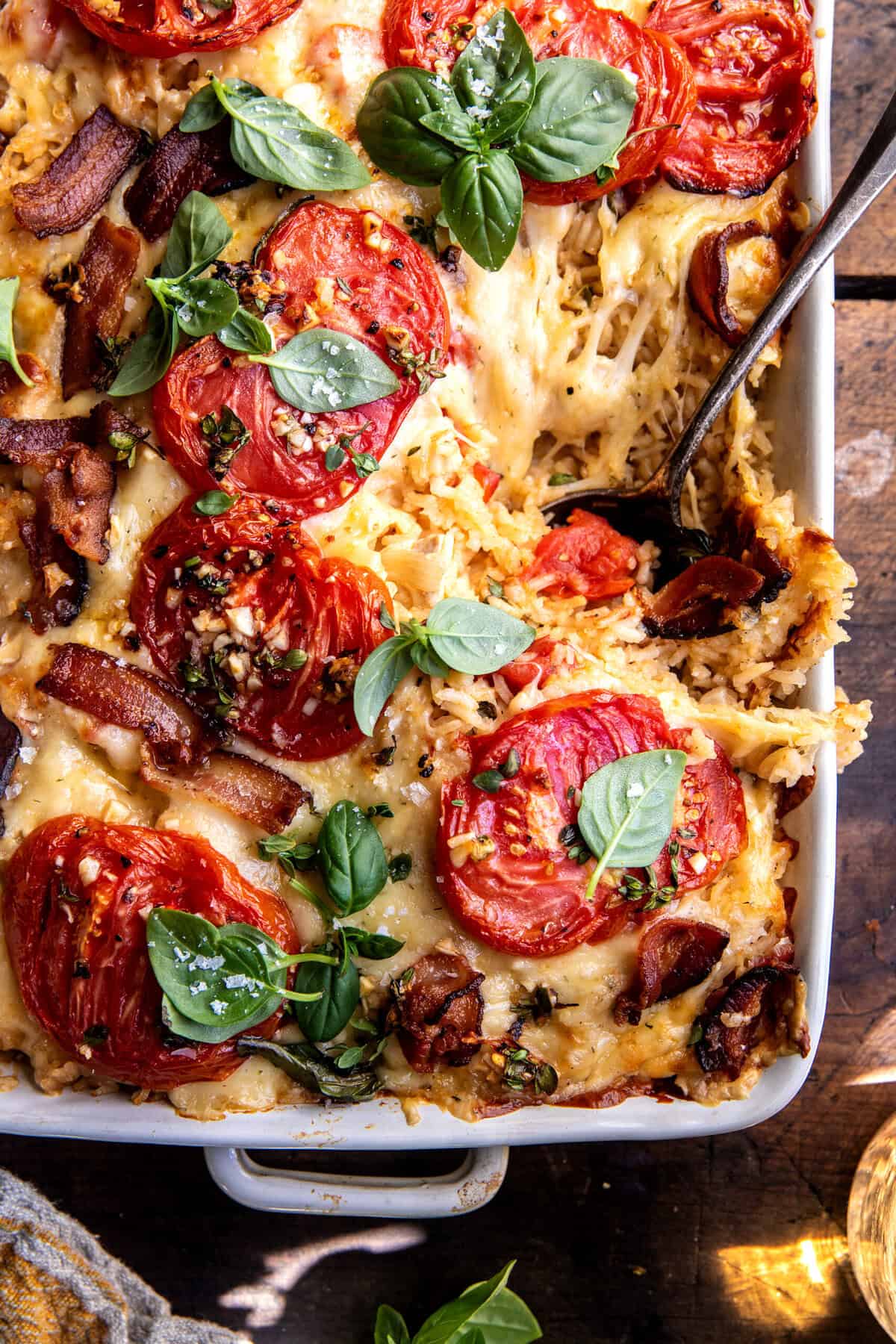 Tomato Cheddar Chicken and Rice Bake | halfbakedharvest.com