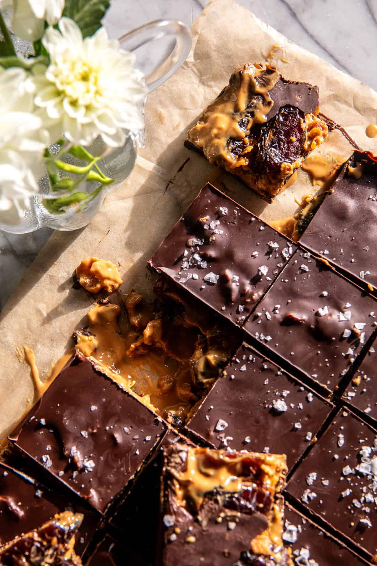 Chewy Chocolate Peanut Butter Crunch Bars | halfbakedharvest.com