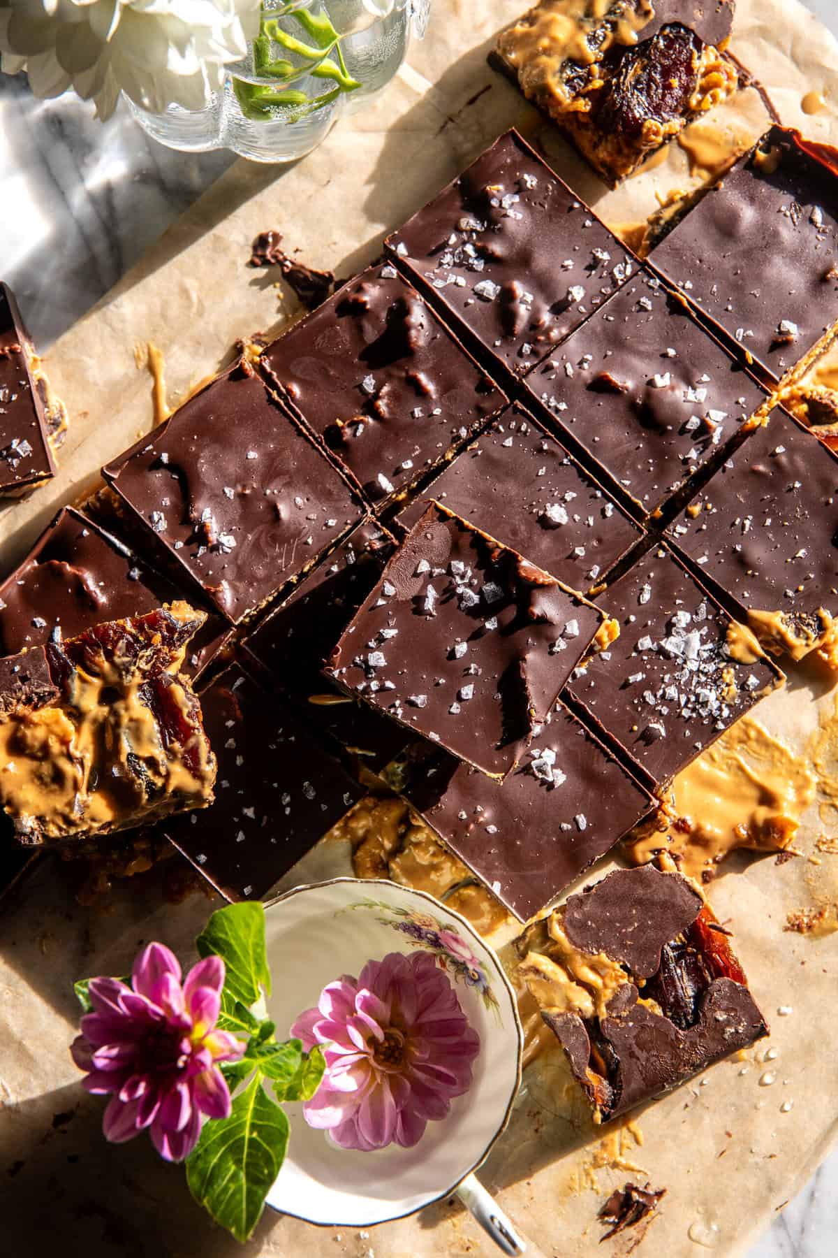 Chewy Chocolate Peanut Butter Crunch Bars | halfbakedharvest.com