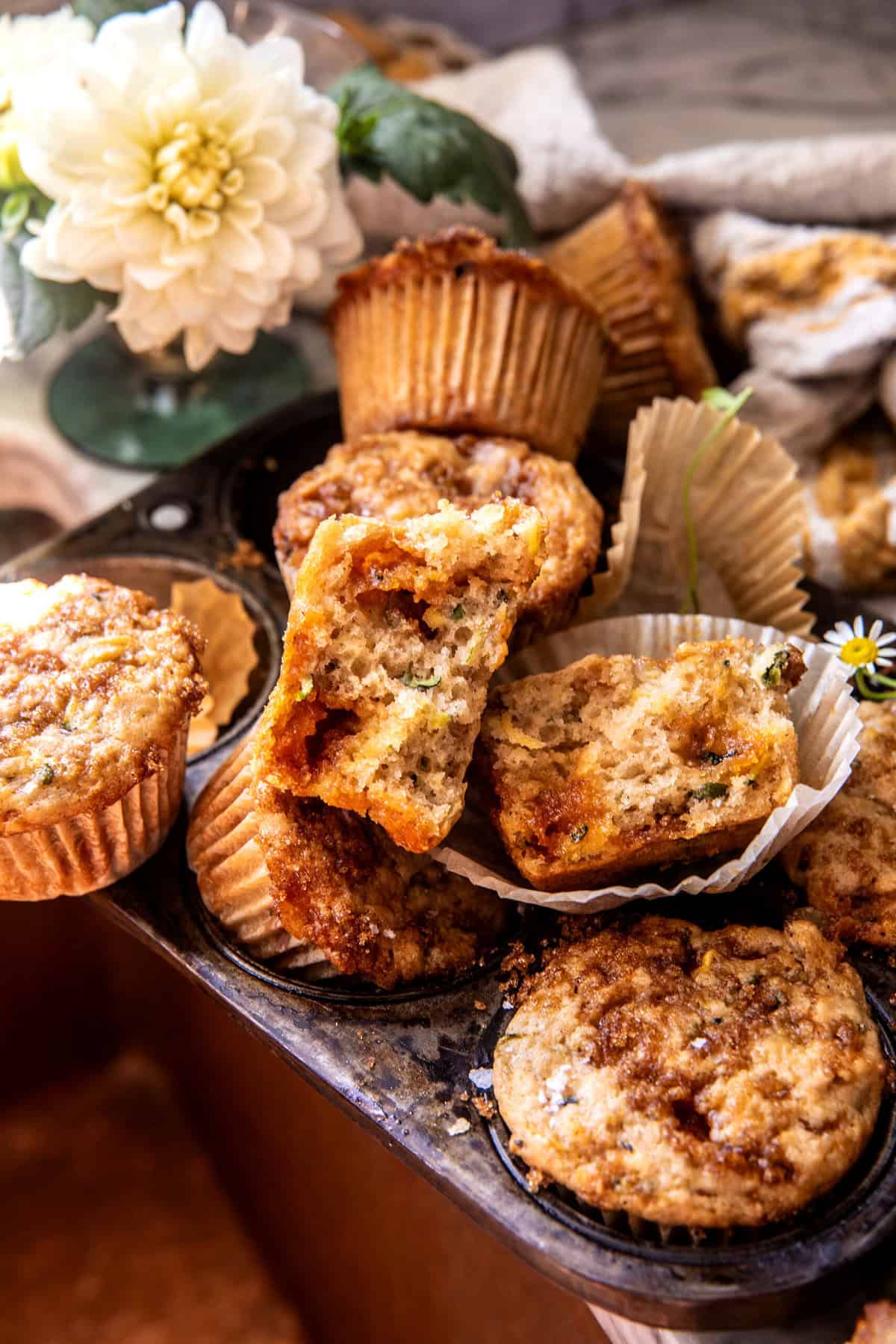 Swirled Caramel Brulée Zucchini Muffins | halfbakedharvest.com