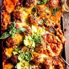 Baked Sheet Pan Chili Cheese Meatballs | halfbakedharvest.com