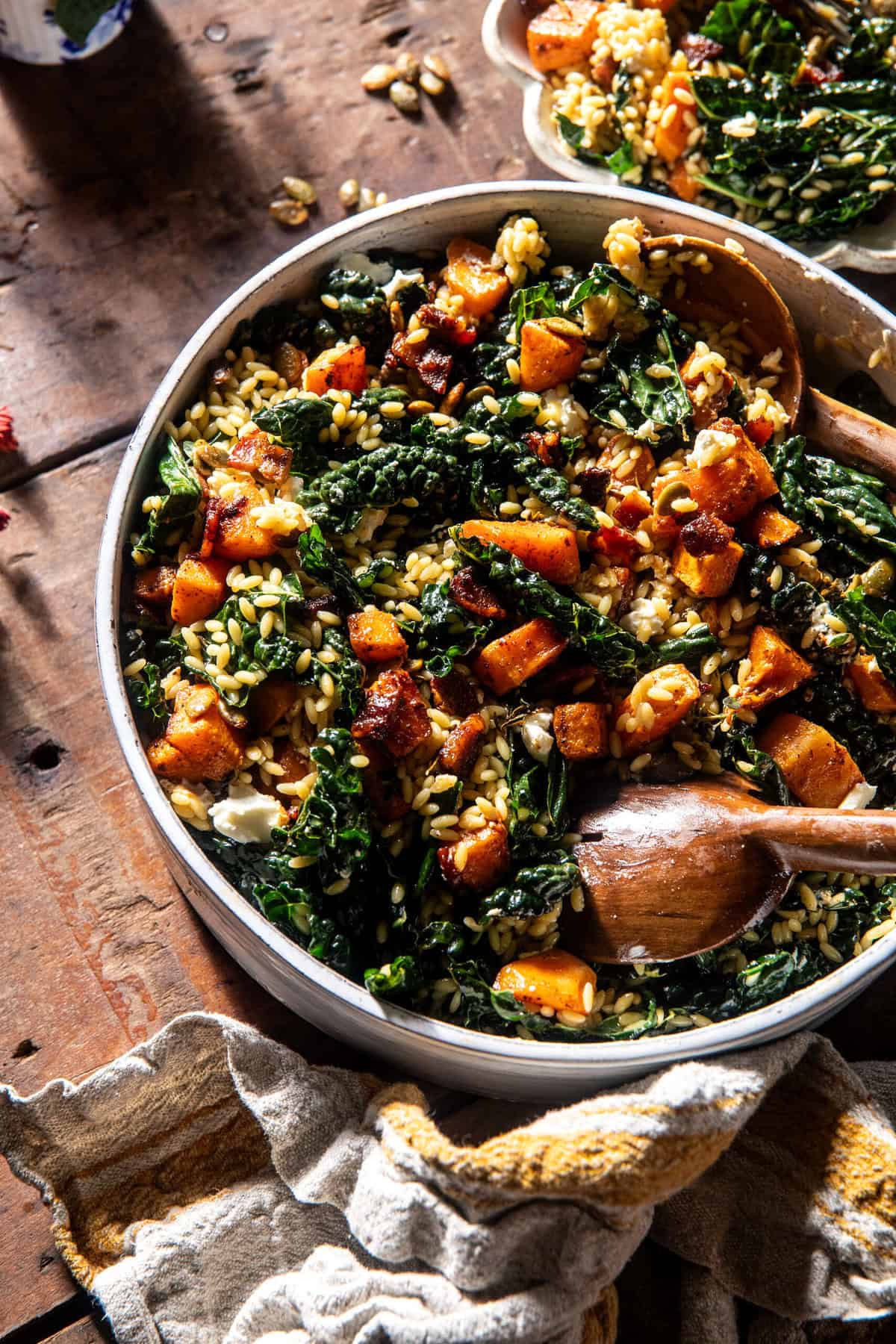 Butternut Squash Orzo Salad with Candied Bacon | halfbakedharvest.com
