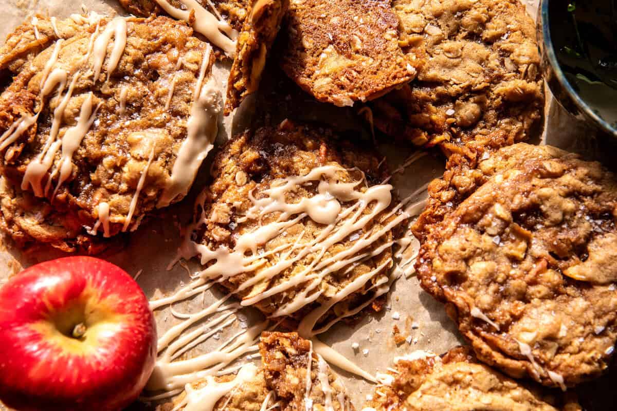 Iced Apple Cider Caramel Oatmeal Cookies | halfbakedharvest.com