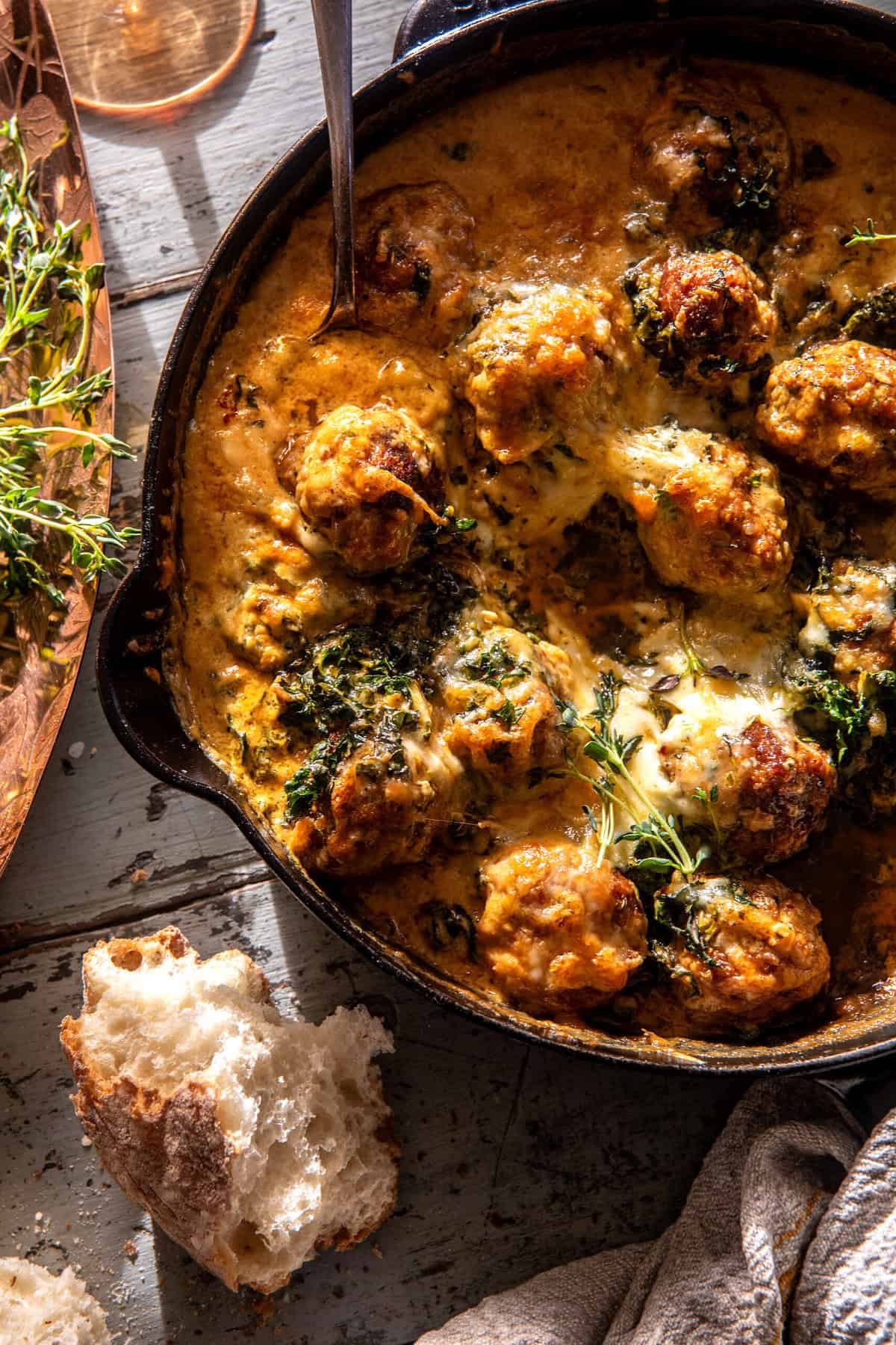 Pesto Zuppa Toscana Meatballs | halfbakedharvest.com