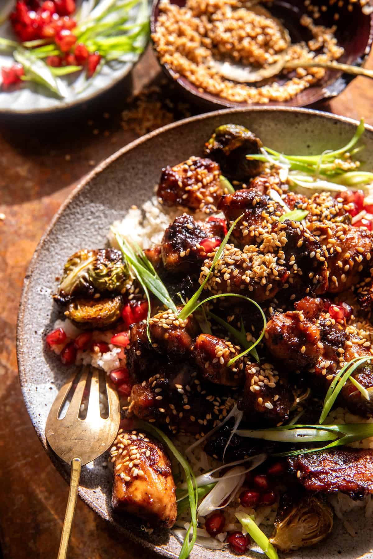 Sheet Pan Ginger Chicken and Brussels Sprouts | halfbakedharvest.com
