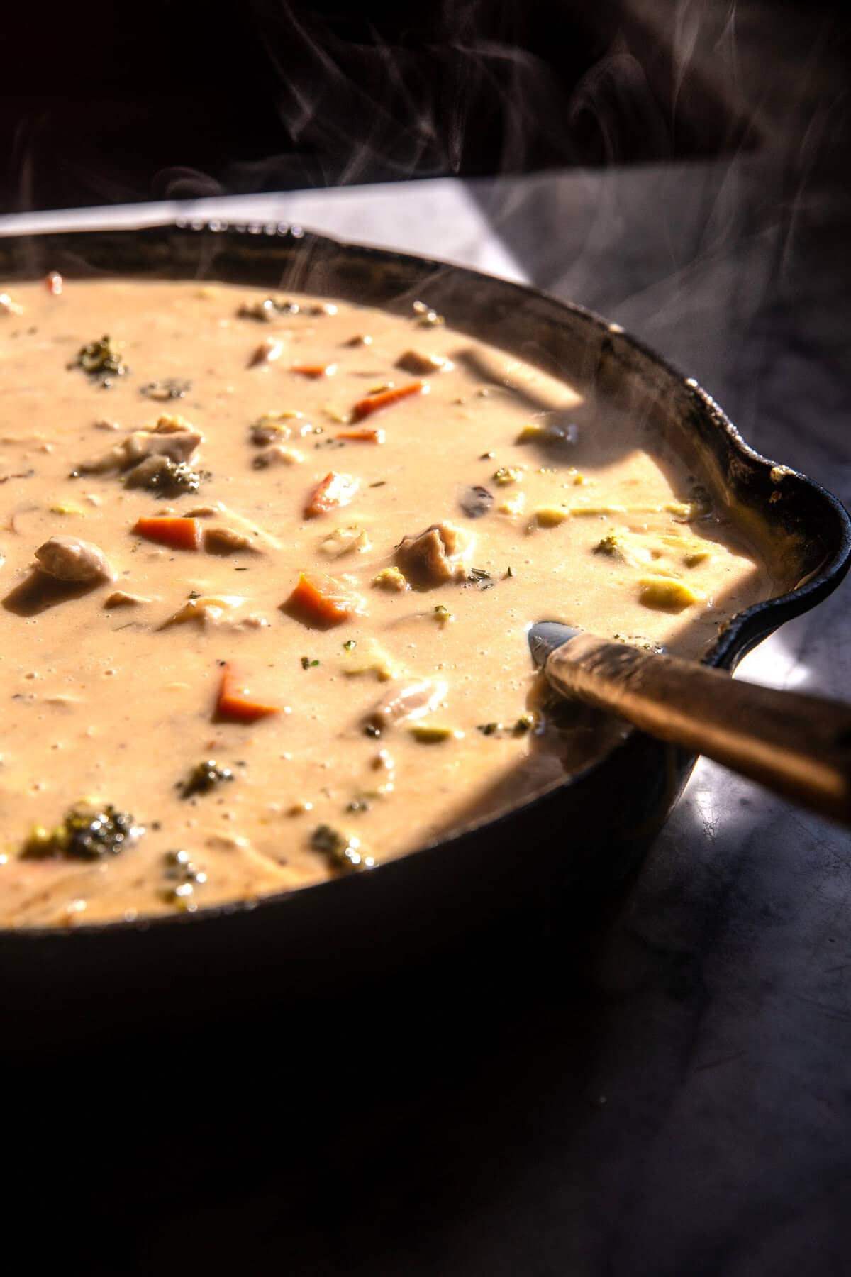 Skillet Broccoli Cheddar Chicken Pot Pie | halfbakedharvest.com