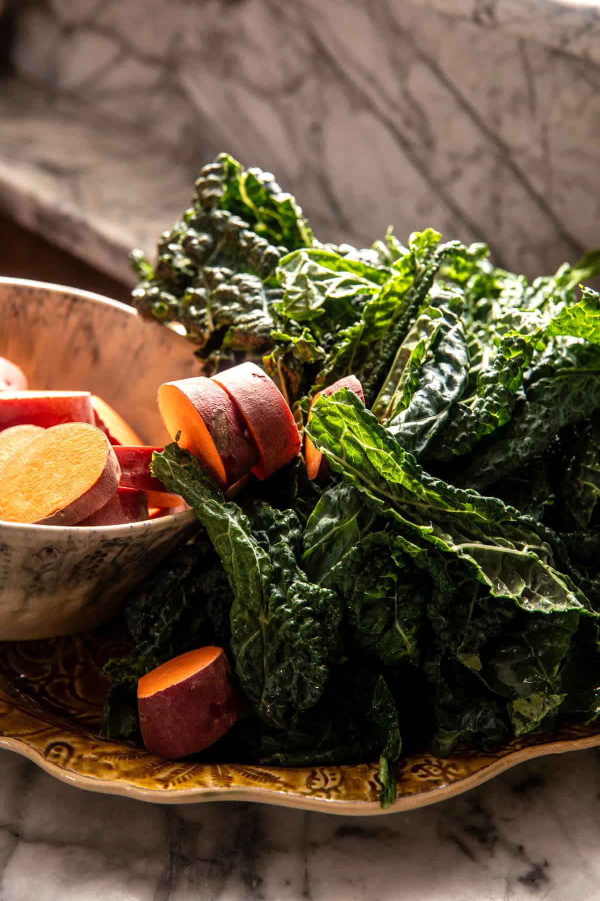 Sweet Potato Bacon Salad with Warm Cider Dressing | halfbakedharvest.com