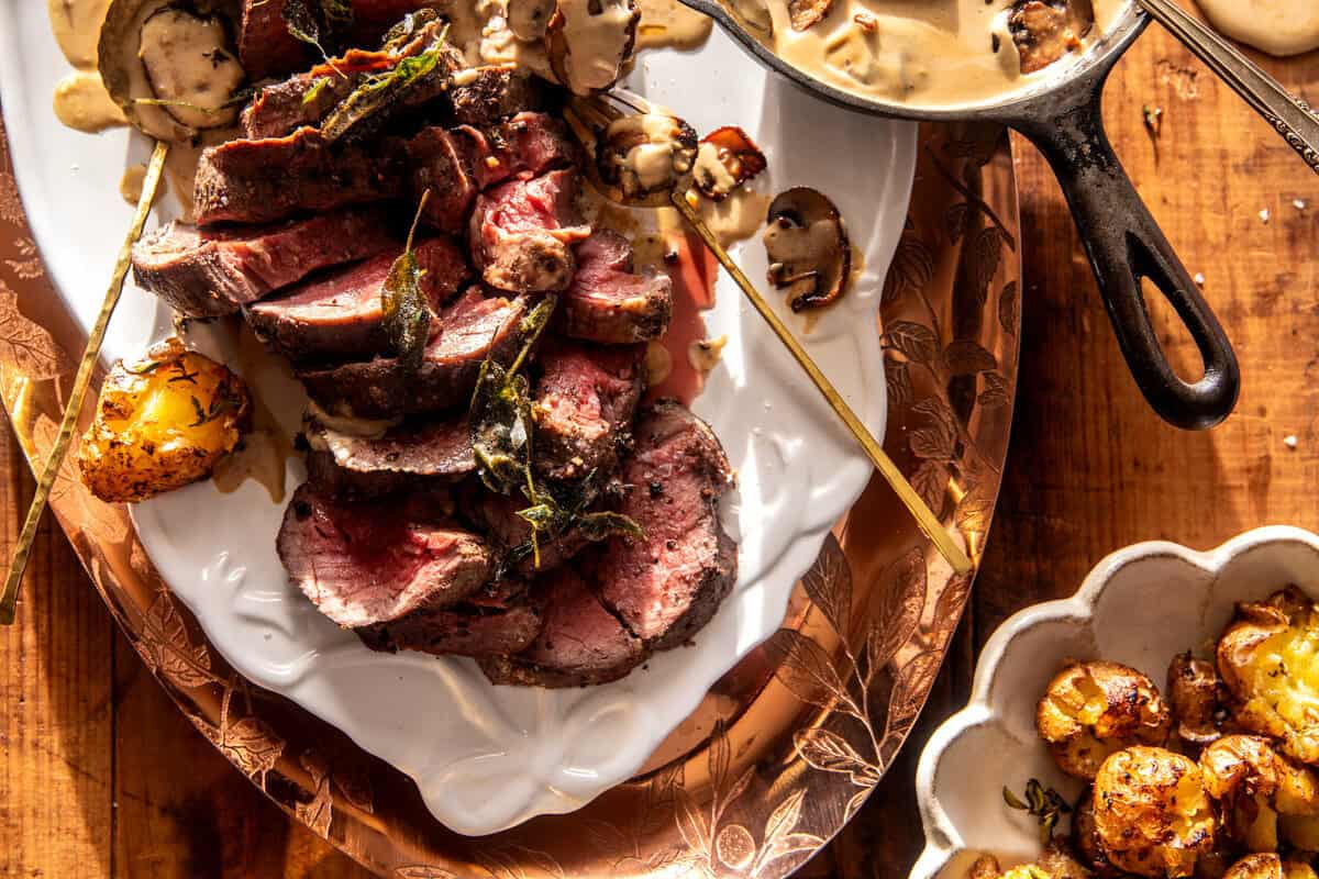 Beef Tenderloin Roast with Smashed Potatoes | halfbakedharvest.com