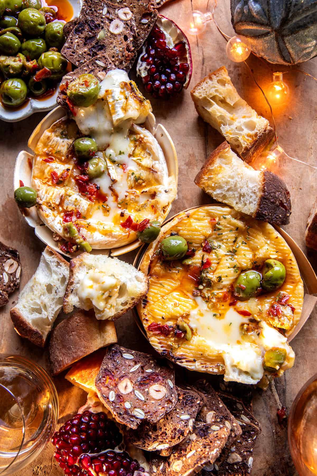 Caramelized Honey Baked Brie with Warm Olives | halfbakedharvest.com