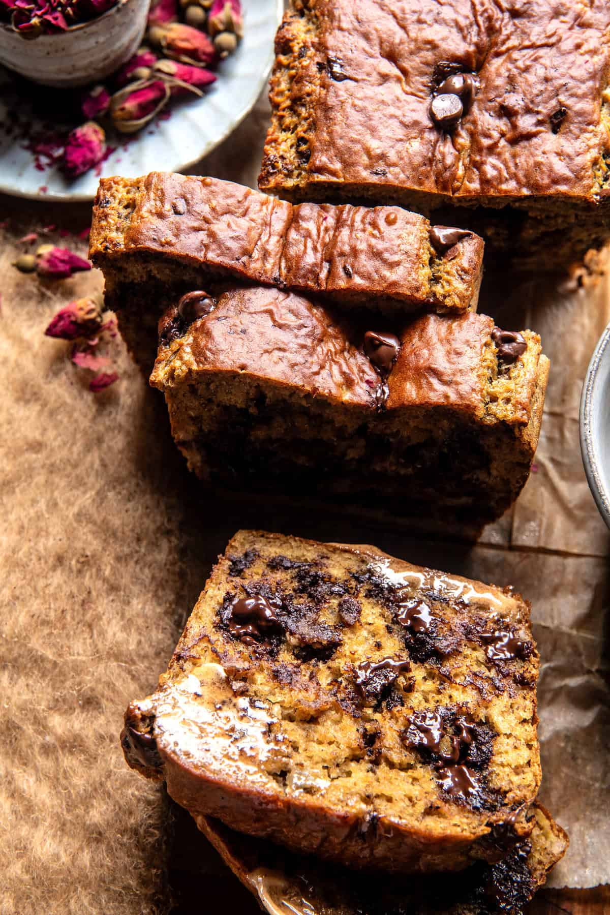 Chocolate Chunk Greek Yogurt Banana Bread | halfbakedharvest.com