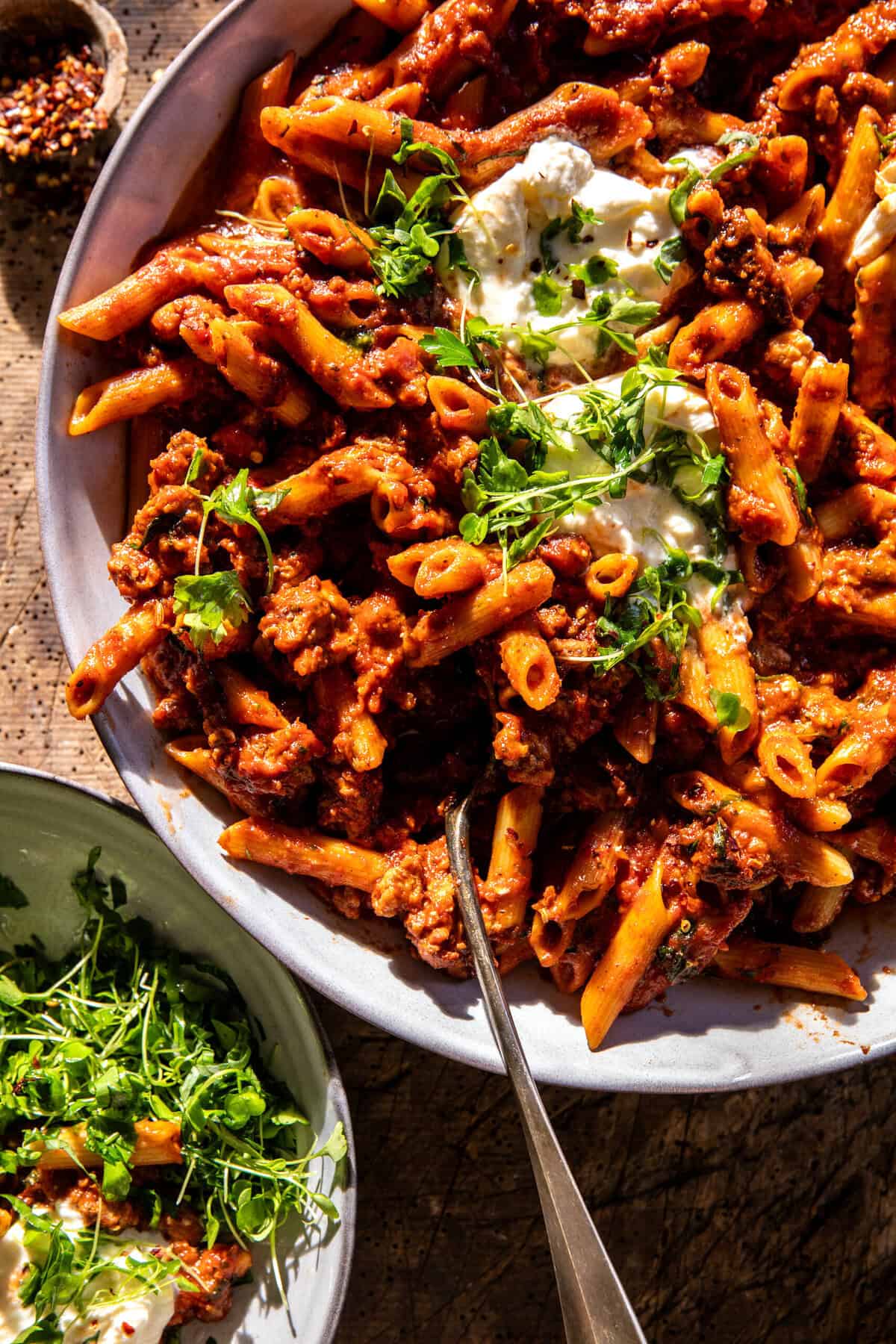 Easy One Pot Spicy Tomato Basil Pesto Pasta | halfbakedharvest.com
