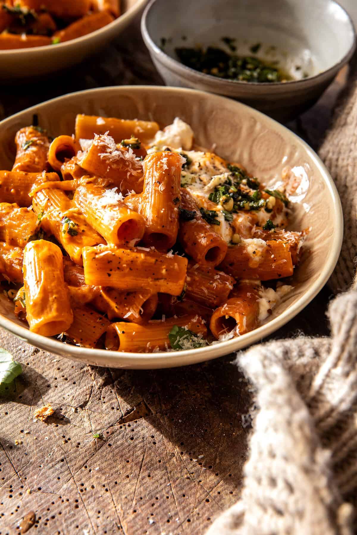 Garlic Butter Pasta alla Vodka with Melty Burrata | halfbakedharvest.com