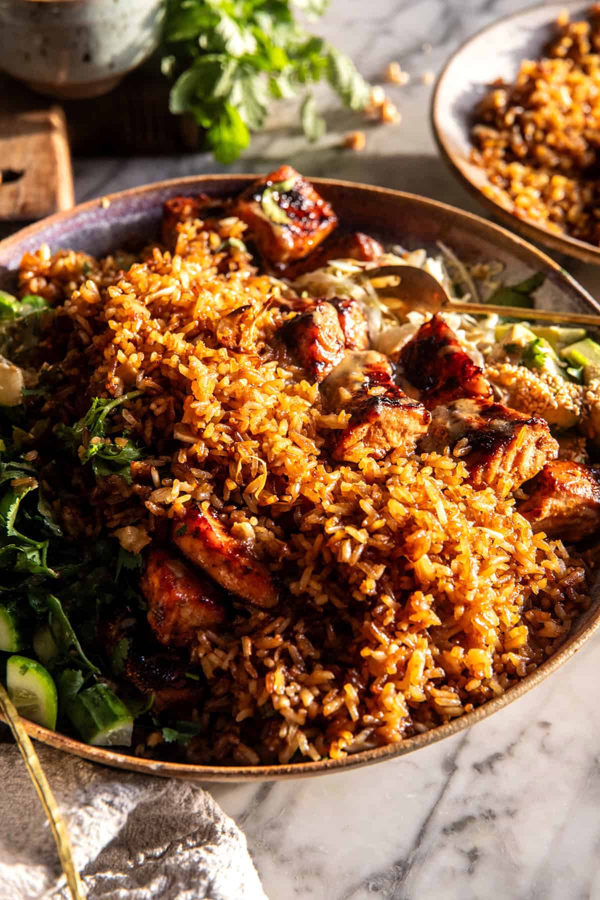 Spicy Chipotle Honey Salmon Rice Salad | halfbakedharvest.com