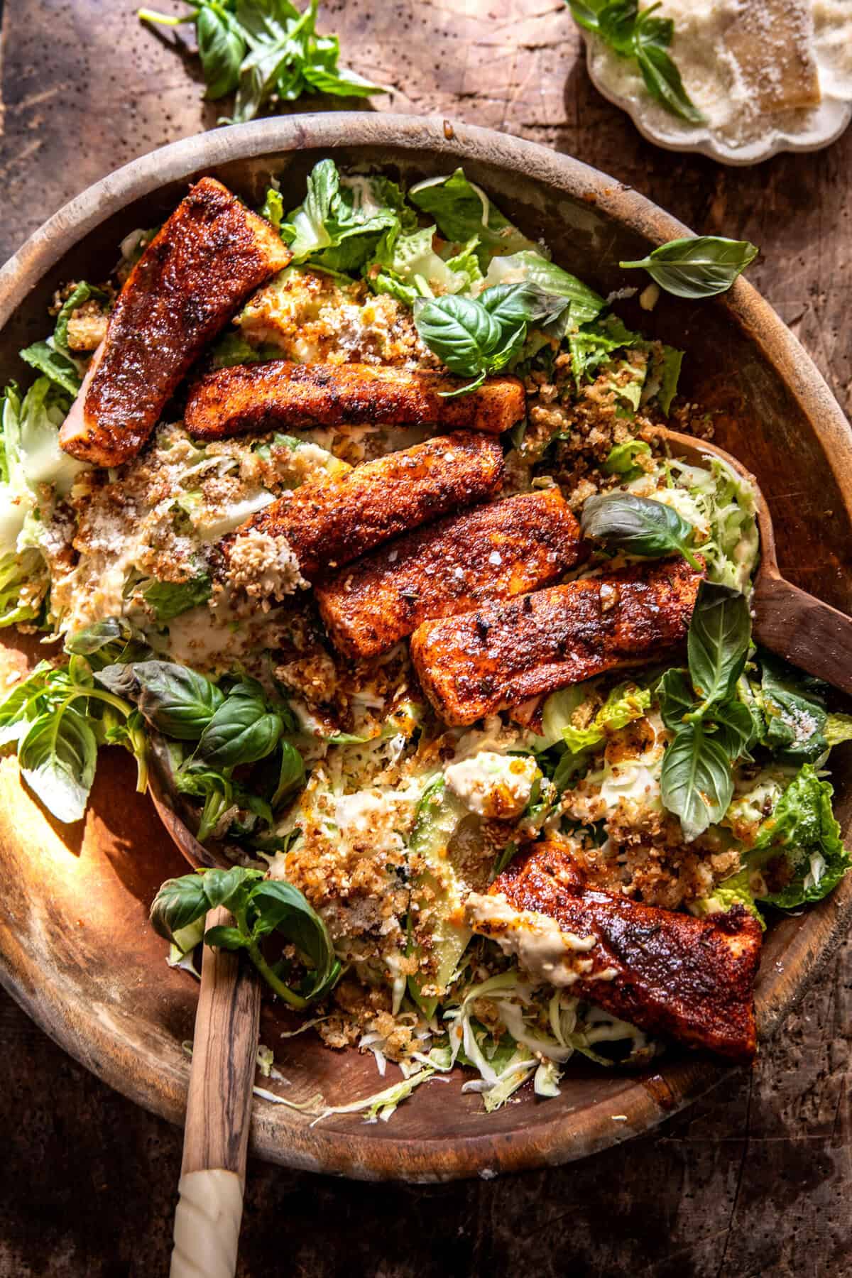 Blackened Salmon Caesar Salad | halfbakedharvest.com