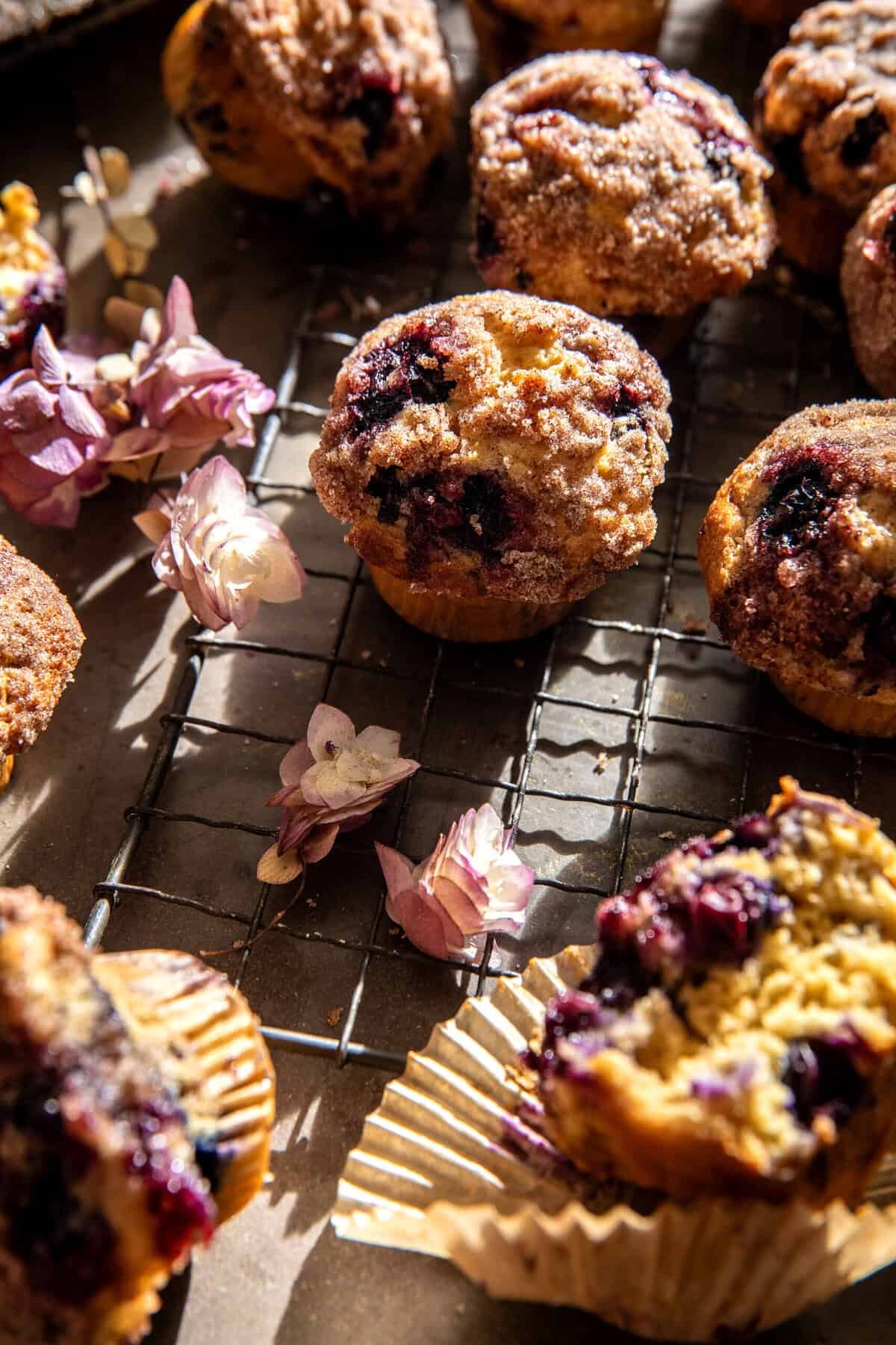 Blueberry Yogurt Coffee Cake Muffins | halfbakedharvest.com