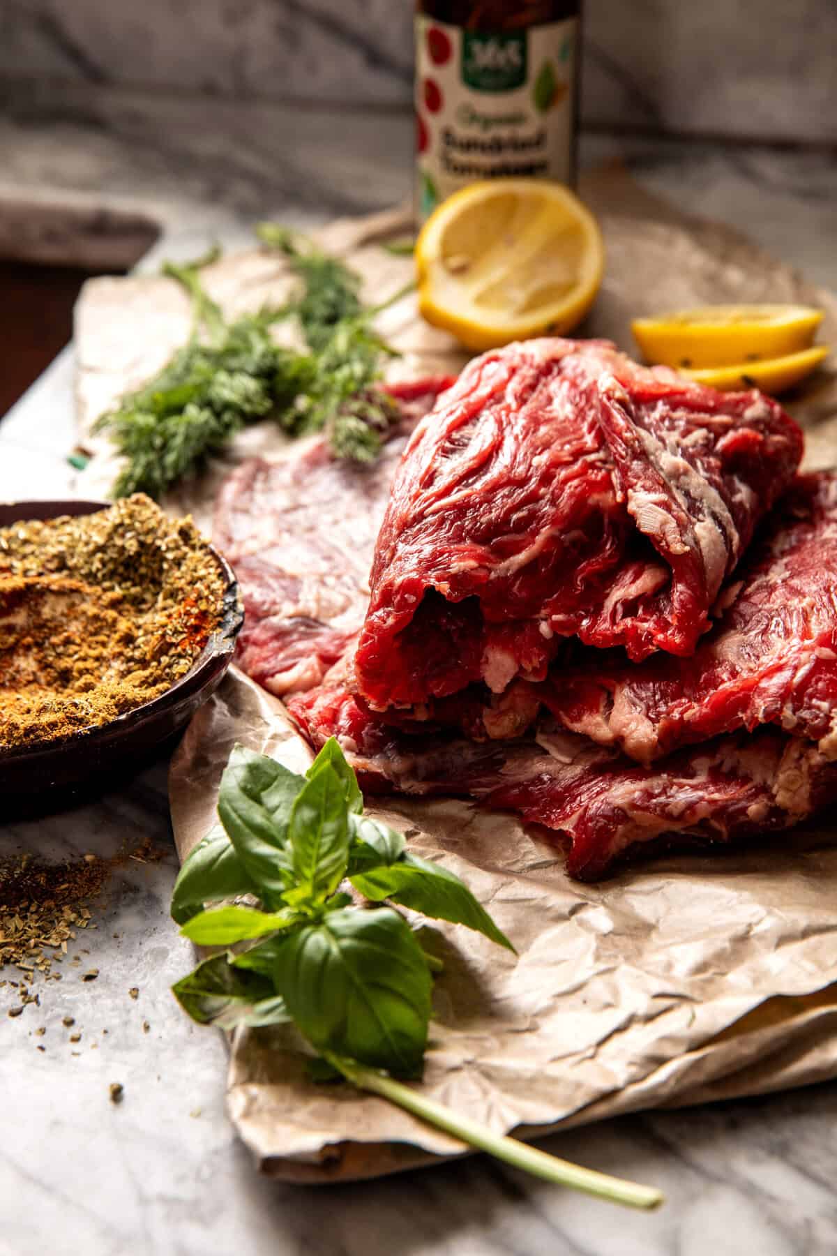 Sheet Pan Steak Gyros with Feta Tzatziki Sauce | halfbakedharvest.com
