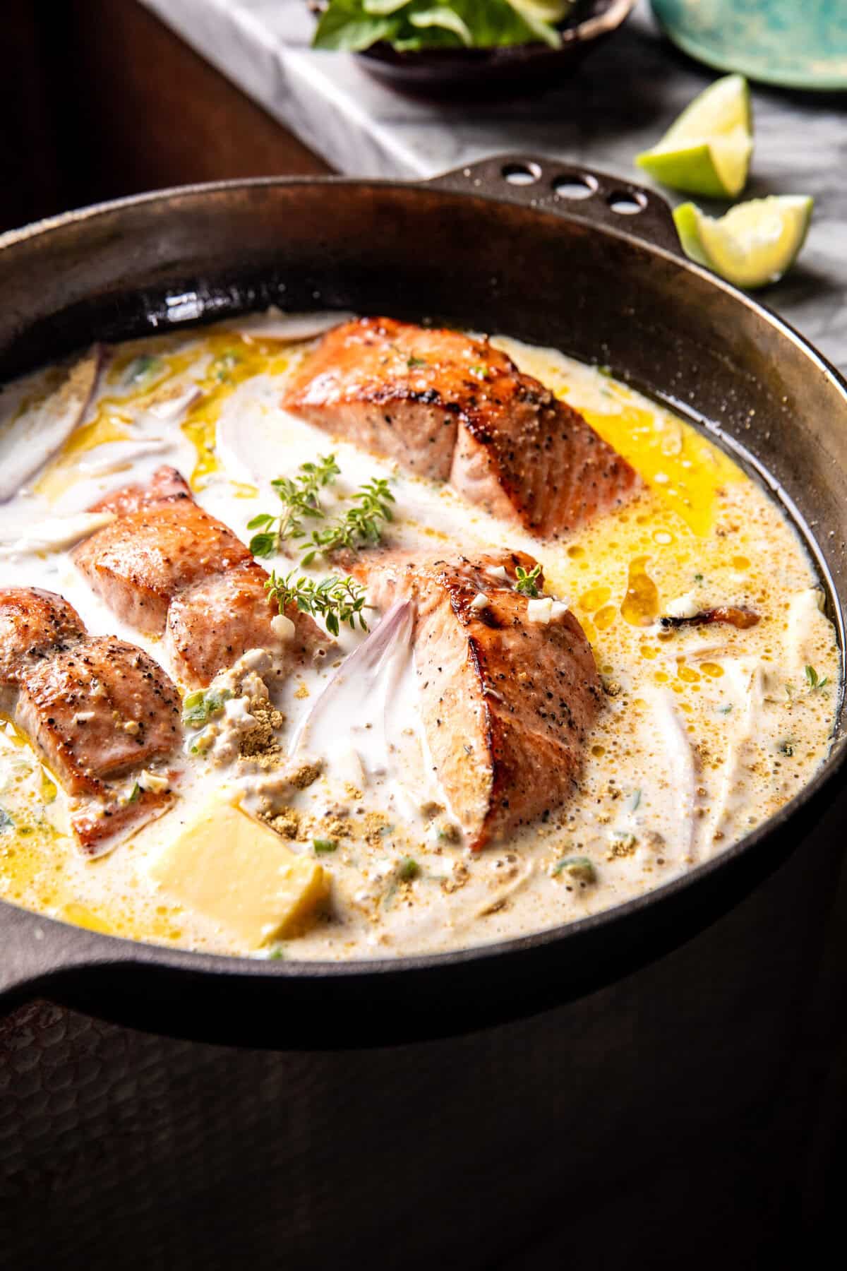 Baked One Pan Garlic Butter Coconut Salmon | halfbakedharvest.com