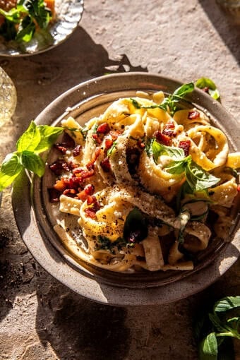Lemon Basil Cacio e Pepe with Bacon | halfbakedharvest.com