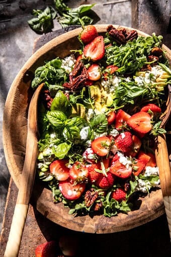 Strawberry Feta Salad with Candied Pecans | halfbakedharvest.com