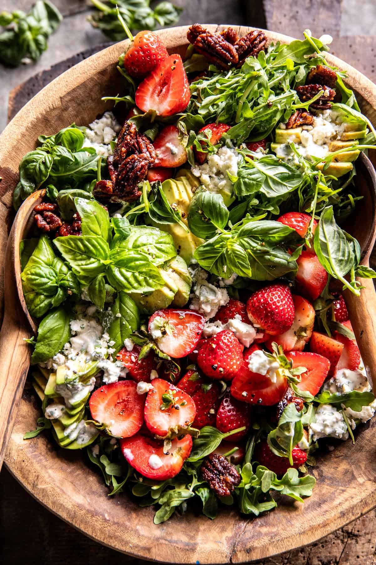 Strawberry Feta Salad with Candied Pecans | halfbakedharvest.com