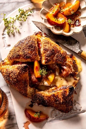 Prosciutto-Wrapped Peach Baked Brie in Pastry | halfbakedharvest.com