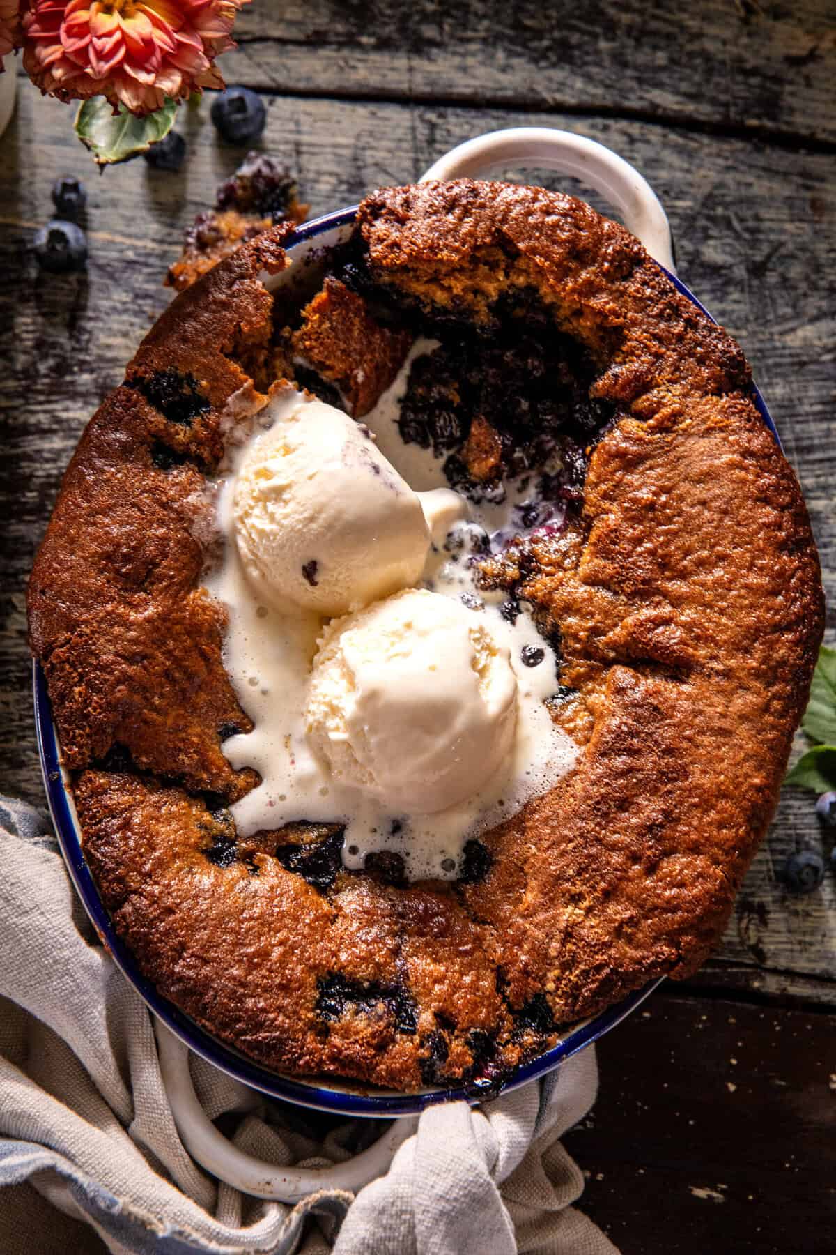 Easy Blueberry Ginger Cookie Cobbler | halfbakedharvest.com