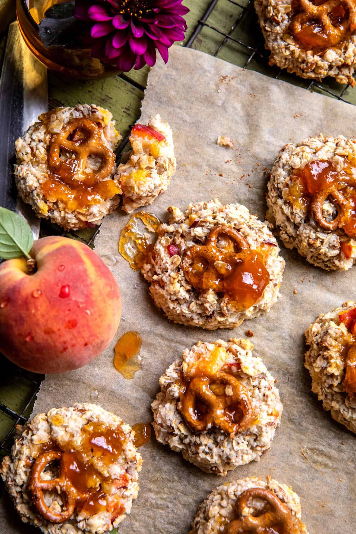 6 Ingredient Peach Magic Cookies | halfbakedharvest.com