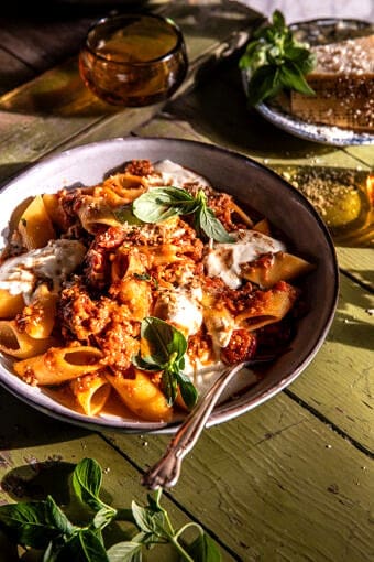 Crockpot Brown Butter Tomato and Ricotta Pasta | halfbakedharvest.com