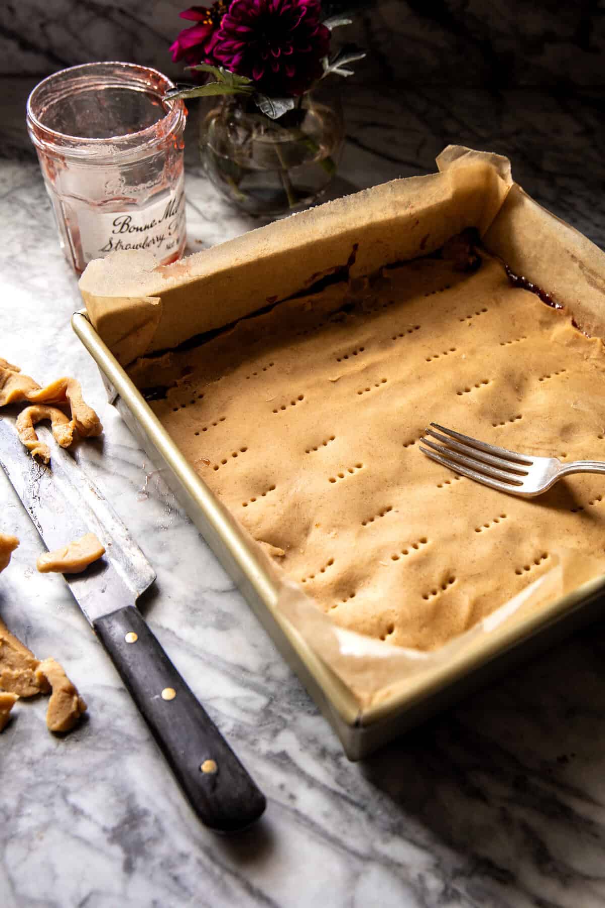 Frosted Soft Brown Sugar Strawberry Bars | halfbakedharvest.com