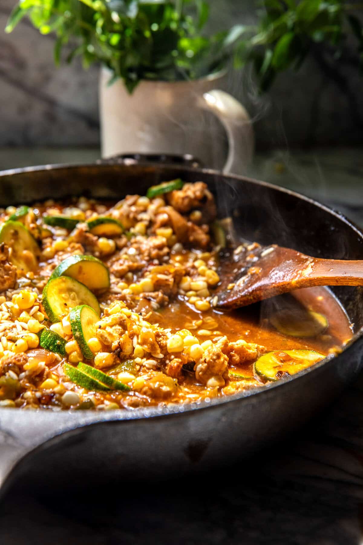 Skillet Mexican Tomatillo Chicken and Rice | halfbakedharvest.com