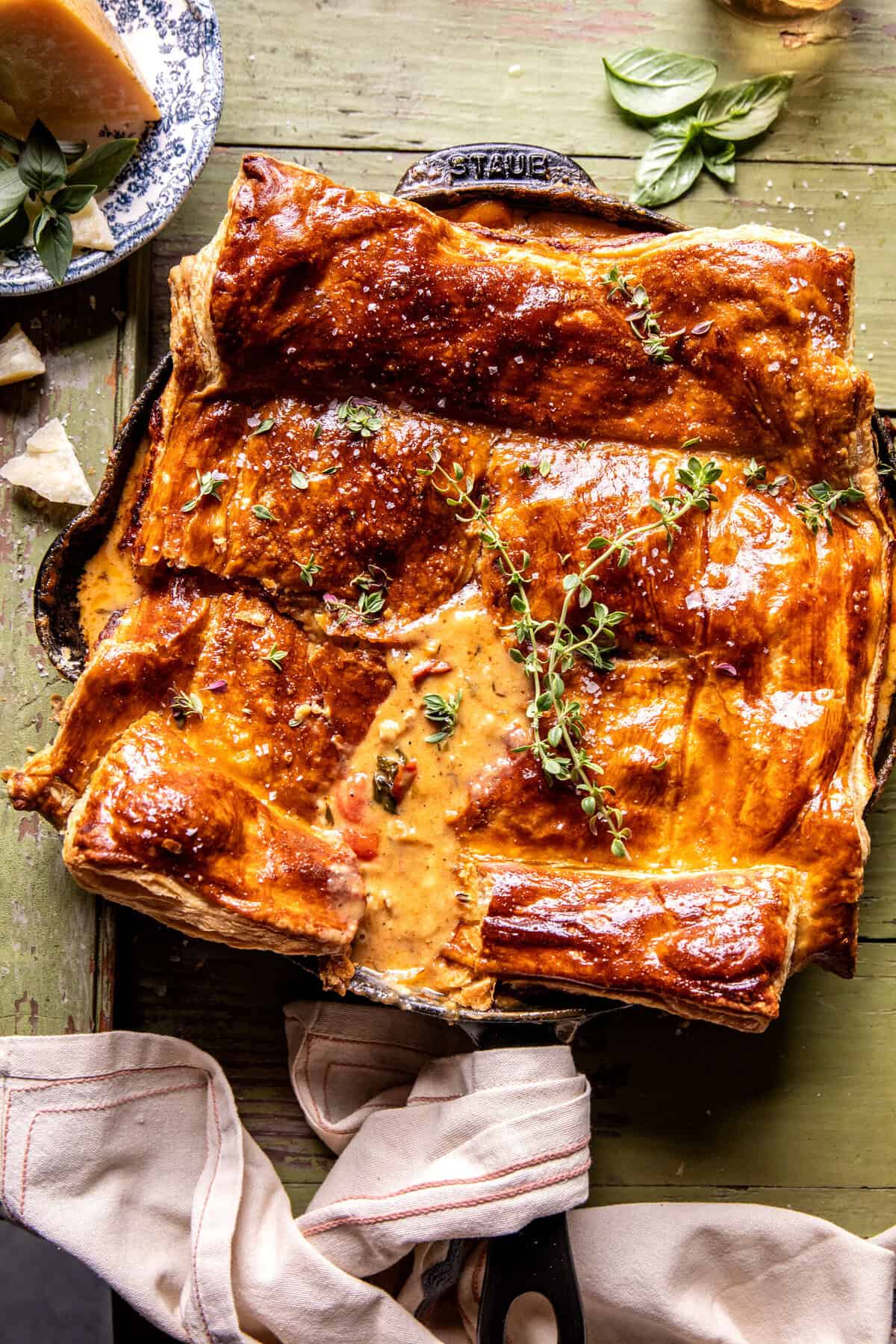 Skillet Tomato Cheddar Chicken Pot Pie | halfbakedharvest.com