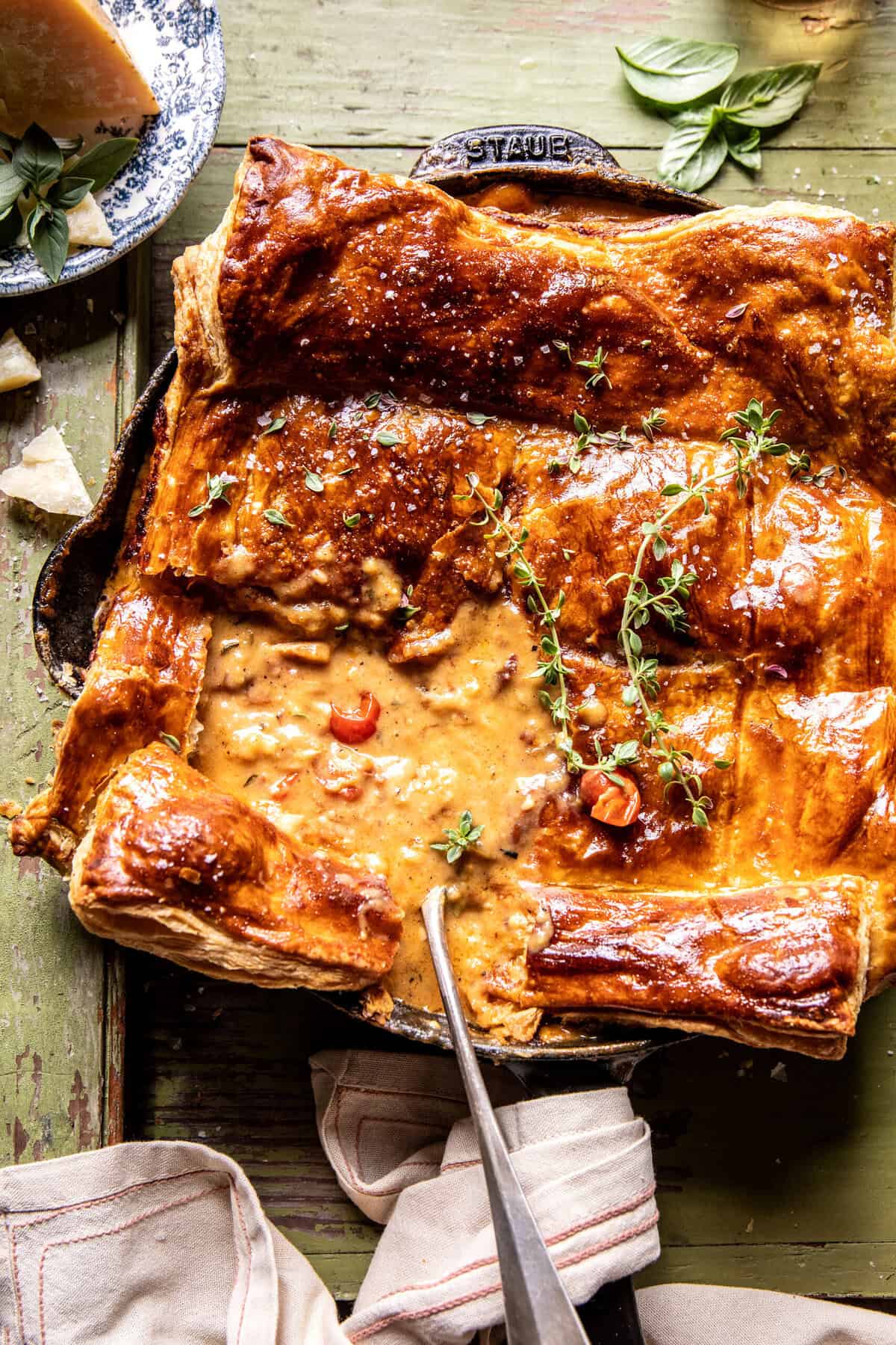 Skillet Tomato Cheddar Chicken Pot Pie | halfbakedharvest.com