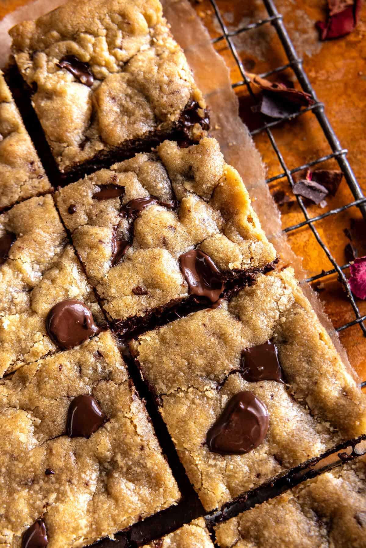 Doughy Tahini Chocolate Chip Cookie Bars | halfbakedharvest.com