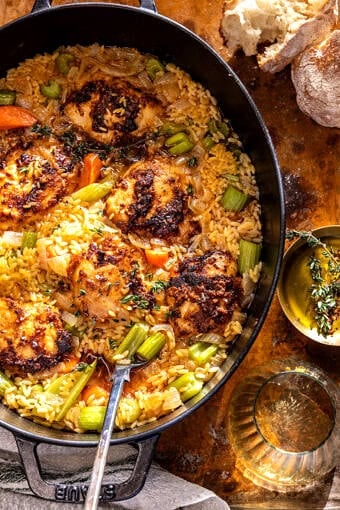 One Pot Mustard Chicken and Orzo | halfbakedharvest.com