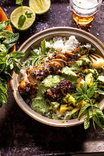 Peruvian Chicken with Creamy Green Sauce | halfbakedharveest.com