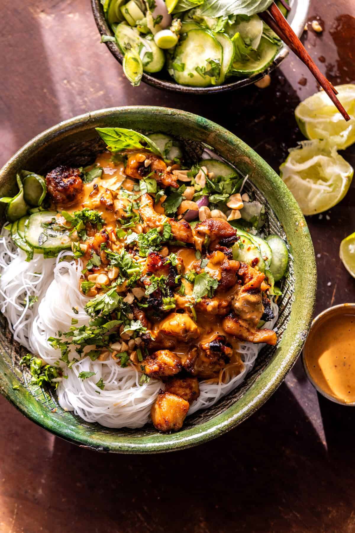Thai Peanut Chicken Noodle Bowls | halfbakedharvest.com