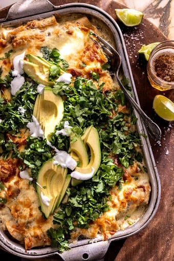White Chicken Poblano Enchiladas | halfbakedharvest.com