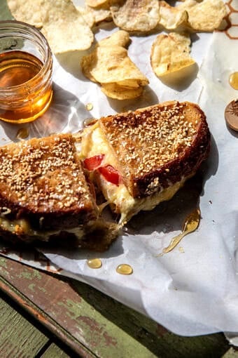 Everything Cheddar, Tomato, and Brie Grilled Cheese | halfbakedharvest.com