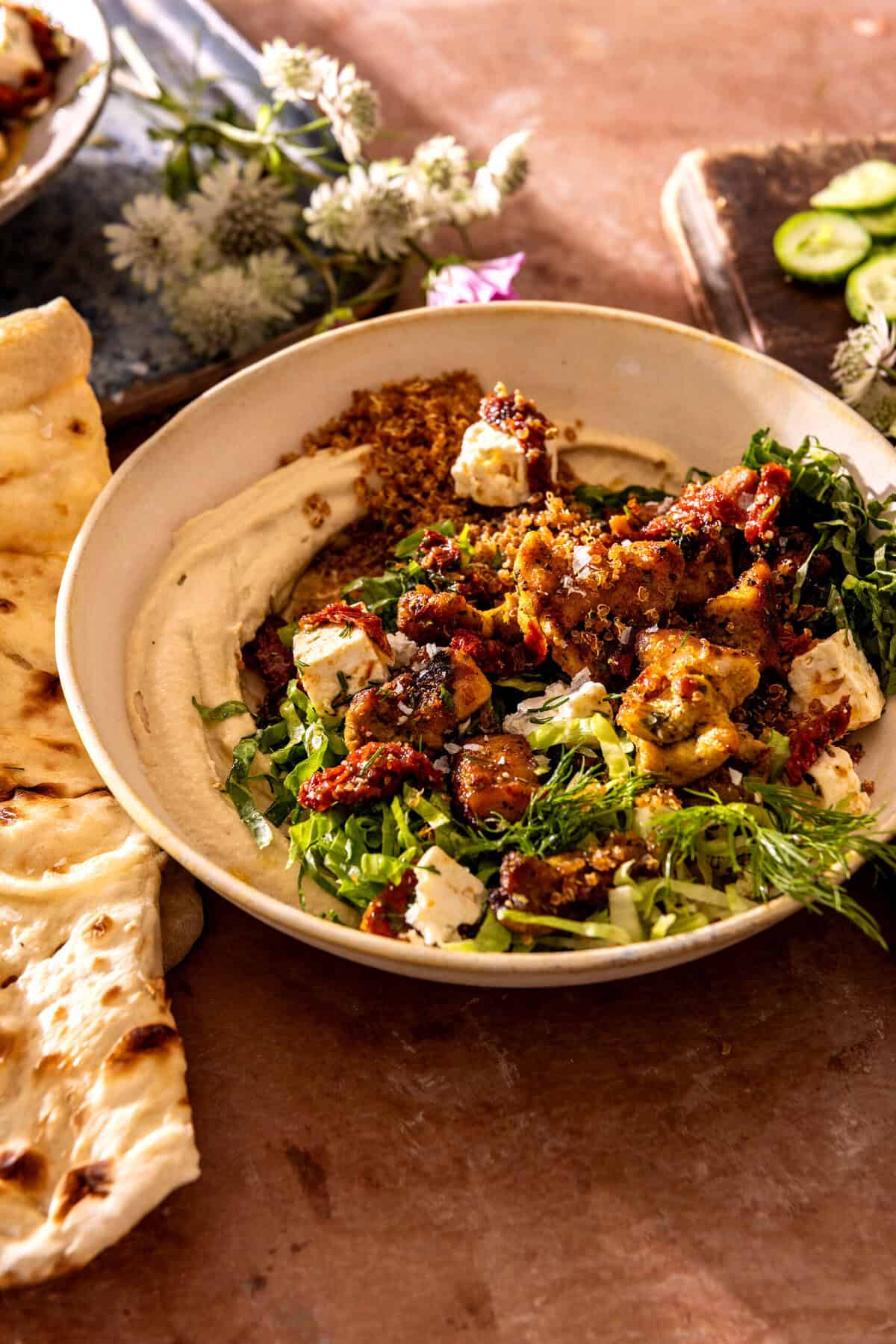 Chicken Shawarma Hummus Bowl with Crispy Quinoa | halfbakedharvest.com