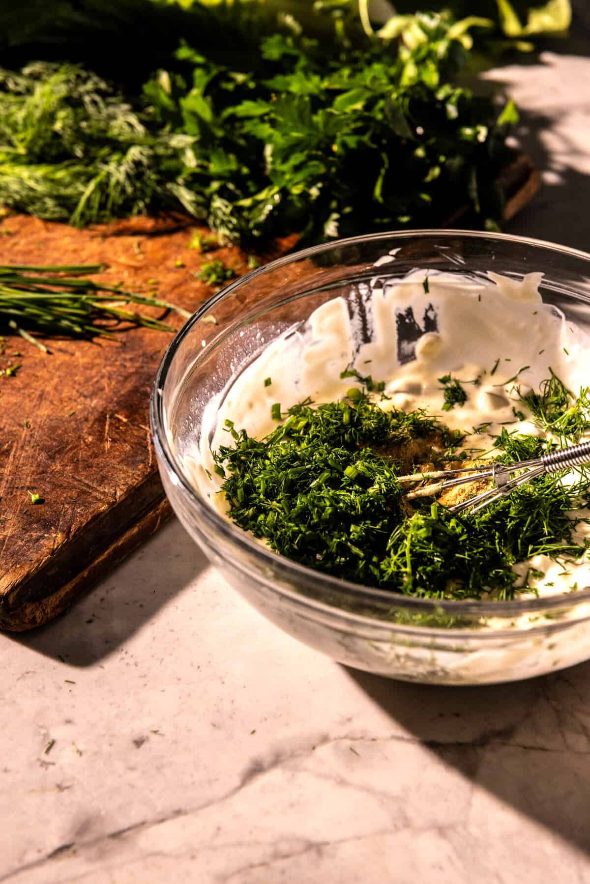 Steak and Crispy Potato Salad with Pickled Ranch | halfbakedharvest.com